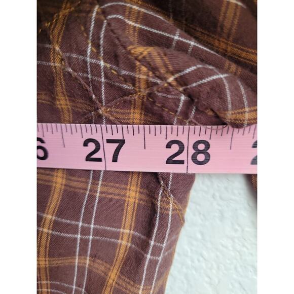 Mecca Mens Button-Up Collared Long Sleeve Shirt 5X Brown Plaid Windowpane Y2K - Picture 6 of 6
